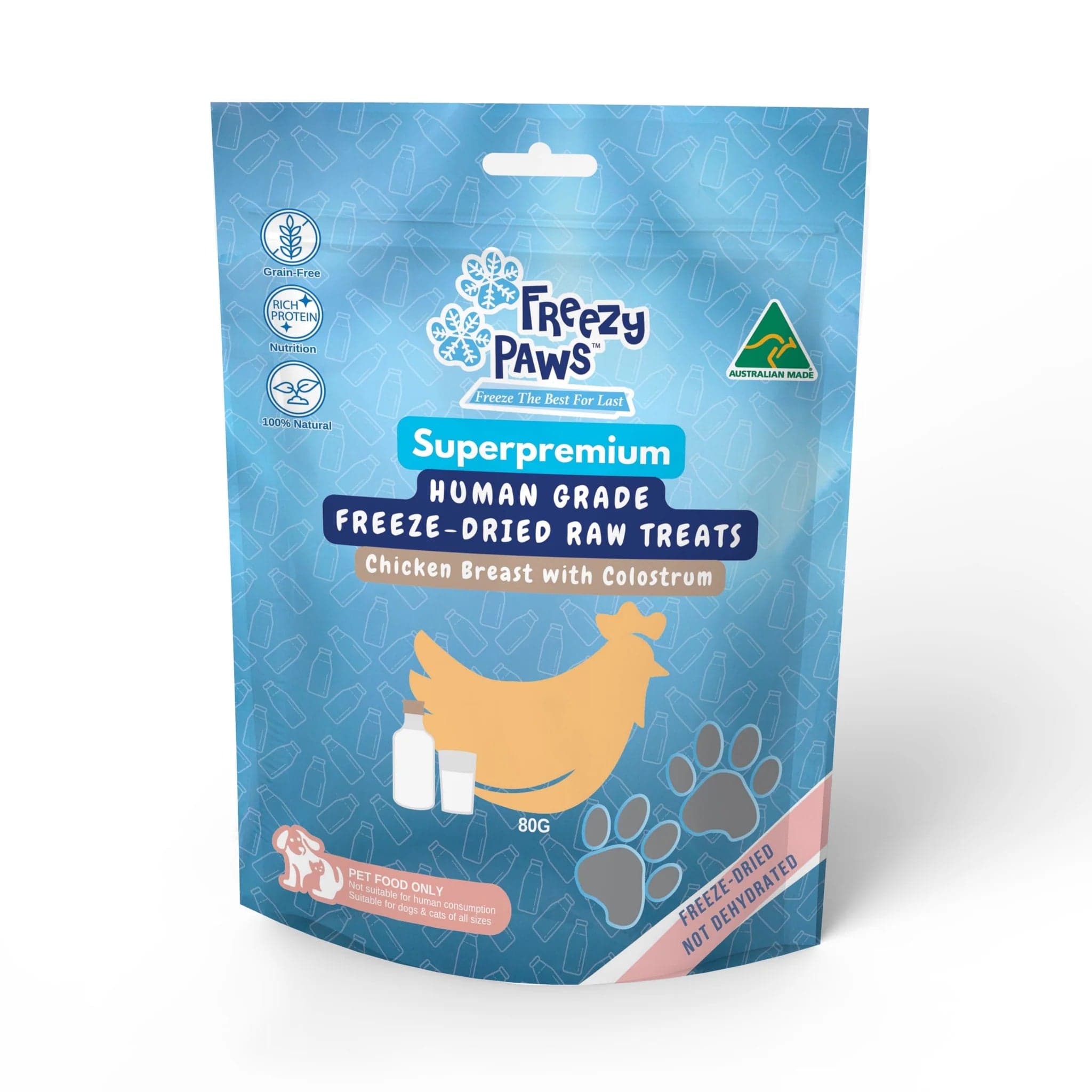 Freezy Paws Freeze-Dried Raw Functional Training Treats - Chicken Breast w/Colostrum 80g